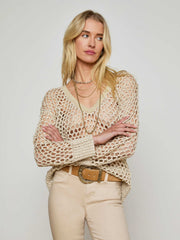 Nashwa Embellished Sweater in Natural Multi Pearls