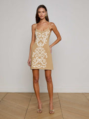Betania Jacquard Mini Dress in Cappuccino/Bone