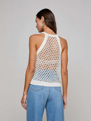 Parmida Embellished Tank in Ivory/Turquoise Beads