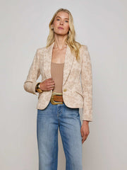 Jennah Jacquard Blazer in Neutral Crinkle Twill