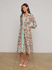 Emilio Lace Shirt Dress in Multi Colored Eyelet