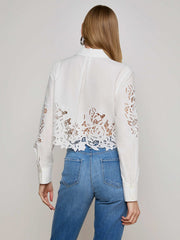 Seychelle Cropped Eyelet Blouse in White