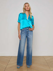 Ellah Silk Blouse in Bright Aqua