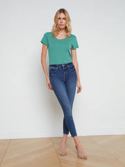 Cory Cotton Scoopneck Tee in Lagoon