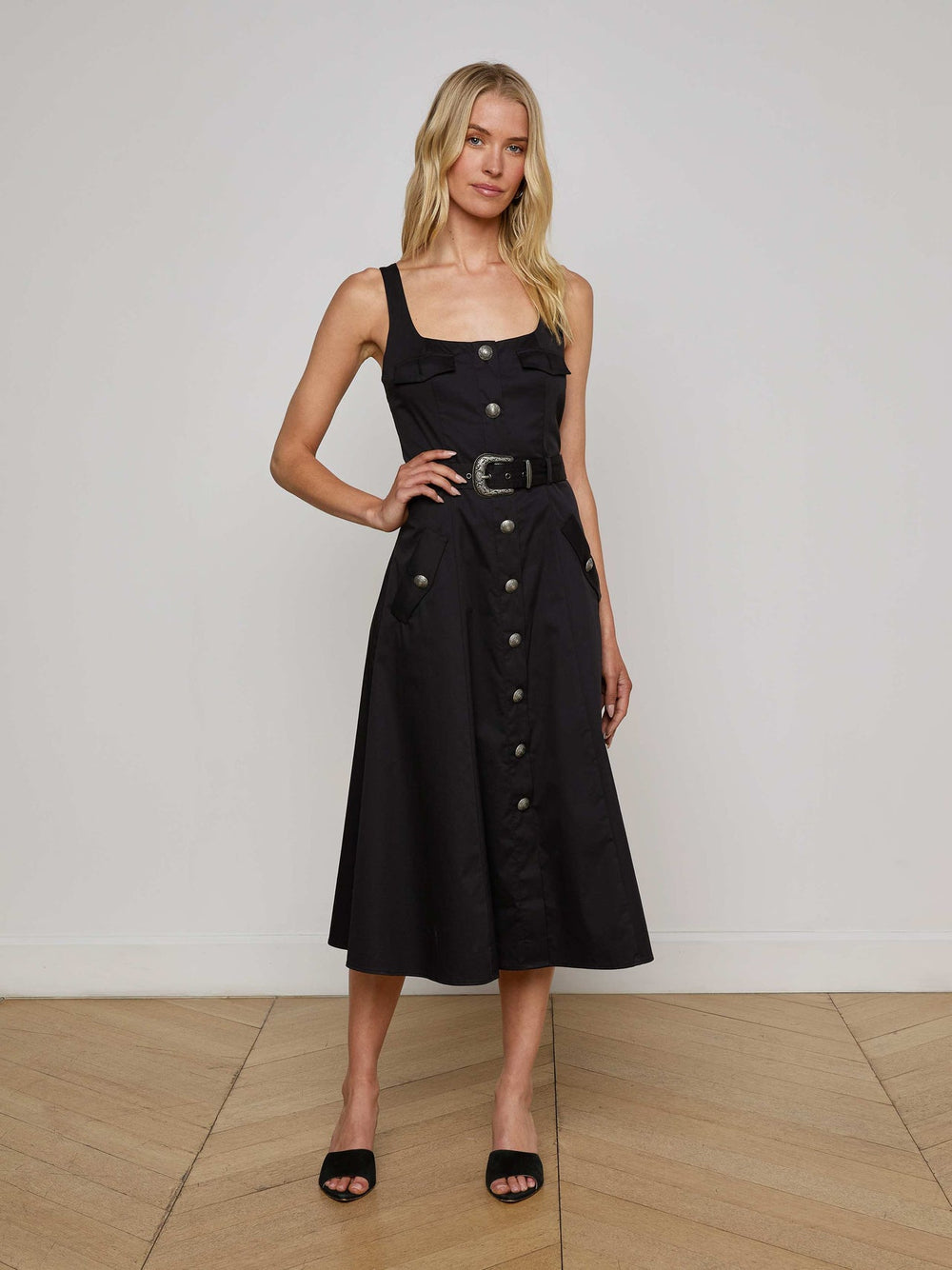 Tazia Midi Dress in Black