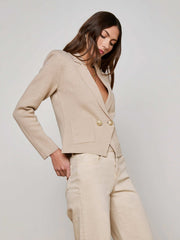 Sofia Knit Blazer in Pale Khaki/Gold