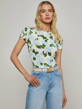 Ressi Fitted Tee in Ivory/Light Blue Hydrangea