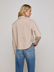Cosette Shirt in Cappuccino/Ivory Uneven Stripe