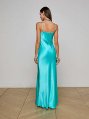 Charmaine Silk Gown in Lagoon