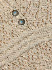 Dovie Pointelle Knit Dress in Ivory/Turquoise Button
