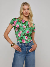 Ressi Fitted Tee in Green Multi Santa Fe Rose