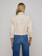 Jia Sequined Tweed Jacket in Ecru Multi Color Sequin Tweed