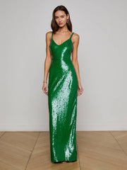 Karma Sequin Maxi Dress in Green Sequin