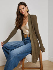 Noe Double-Breasted Cardigan in Pine/Gold