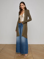 Noe Double-Breasted Cardigan in Pine/Gold