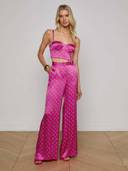 Sonya Silk Bustier in Fuchsia/Turquoise Southwestern Geo
