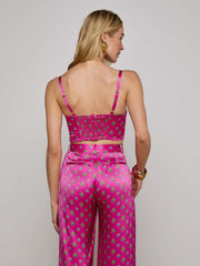 Sonya Silk Bustier in Fuchsia/Turquoise Southwestern Geo