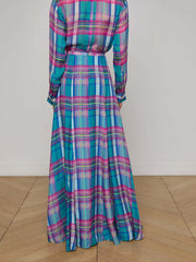 Patricia Plaid Maxi Skirt in Multi Colorful Plaid