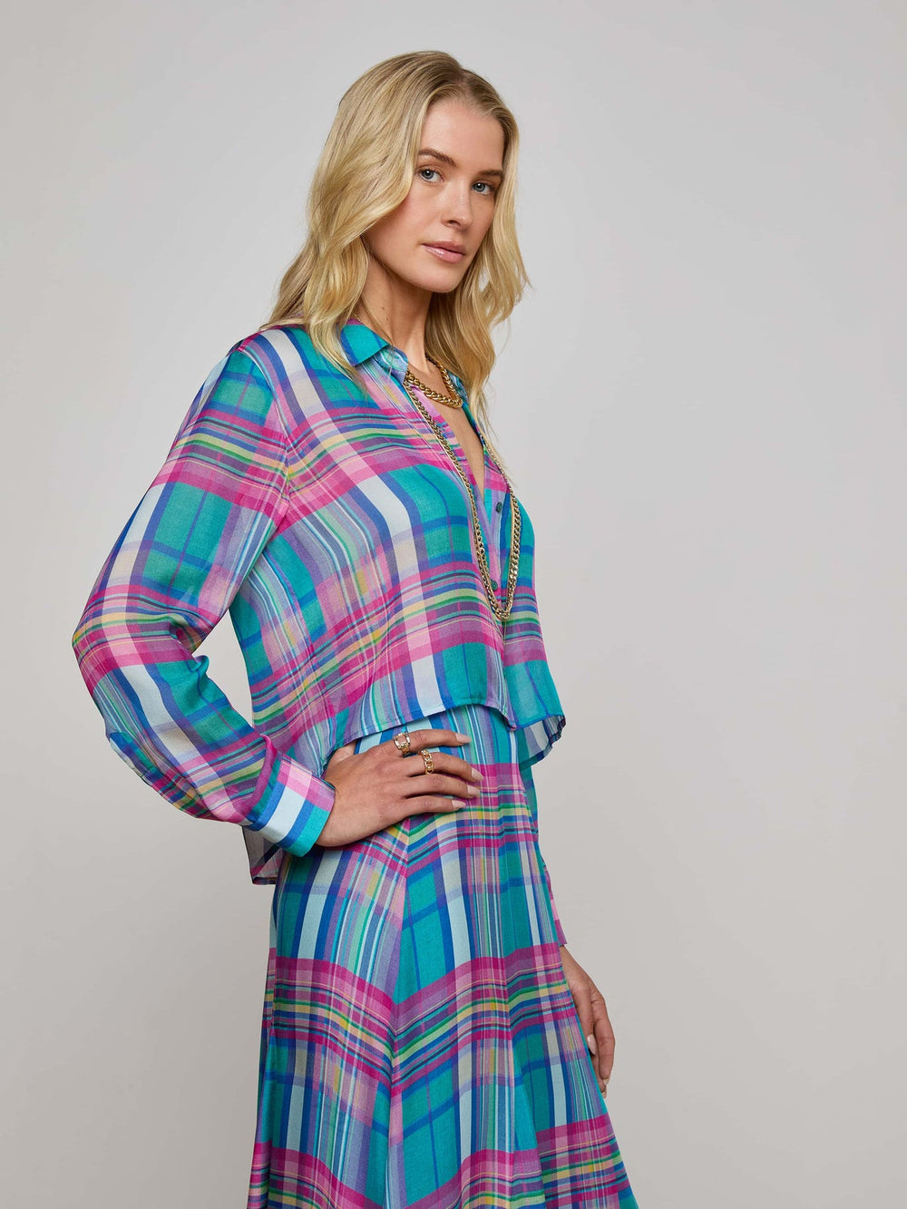 Cosette Plaid Shirt in Multi Colorful Plaid