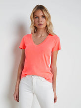 Becca Cotton V-Neck Tee in Coral