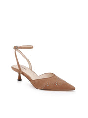 Liana Suede Kitten-Heel Mule in Sand Suede