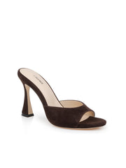 Avery Suede Open-Toe Mule in Dark Brown Suede