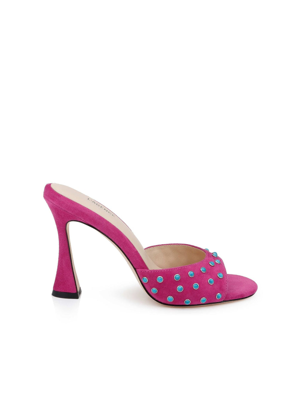 Lucienne Embellished Suede Mule in Magenta Suede