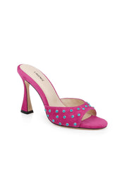 Lucienne Embellished Suede Mule in Magenta Suede