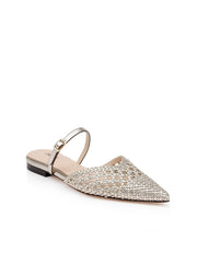 Jacklyn Leather Flat Mule in Gold Leather