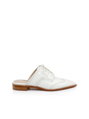 Lilou Leather Oxford Mule in Pearl Leather
