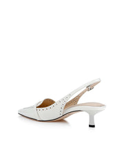Lourdes Leather Slingback Pump in Pearl Leather