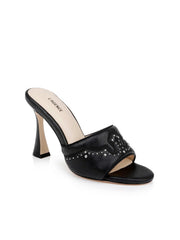 Lille Leather Open-Toe Mule in Black Leather