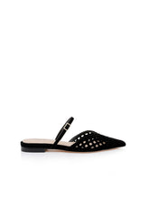 Jacklyn Suede Flat Mule in Black Suede