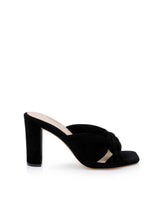 Leonie Suede Block-Heel Sandal in Black Suede