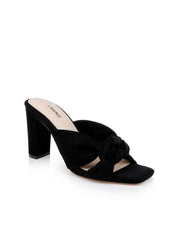 Leonie Suede Block-Heel Sandal in Black Suede