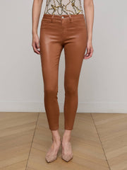 Margot Coated Cropped Skinny Jean in Cognac Coated