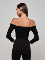 Evelyn Off-The-Shoulder Bodysuit in Black