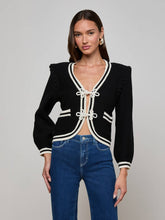 Kaito Cropped Cardigan in Black/Ivory
