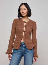 Kiva Knit Cardigan in Dark Cinnamon Swirl/Gold