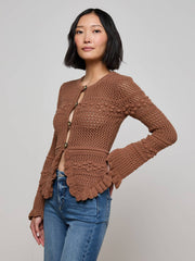 Kiva Knit Cardigan in Dark Cinnamon Swirl/Gold