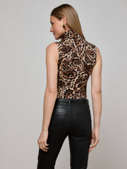 Ceci Sleeveless Turtleneck in Cinnamon Swirl Paisley Leopard