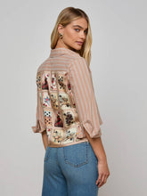 Fawn Western Card Print Shirt in Fawn Stripe/Tan Multi Western Cards