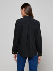 Ellery Button-Down Shirt in Black/Gold