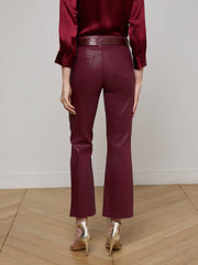 Kendra Coated Cropped Flare Jean in Dark Port Coated