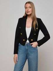 Elio Cropped Knit Blazer in Black/Gold