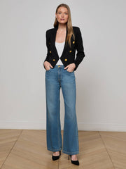 Elio Cropped Knit Blazer in Black/Gold