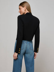 Elio Cropped Knit Blazer in Black/Gold