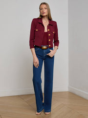 Kumi Cropped Jacket in Black Cherry