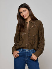 Ellery Eyelet Shirt in Pine