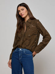 Ellery Eyelet Shirt in Pine